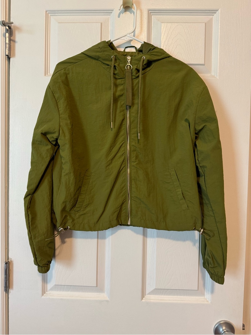 Olive Green Hooded Zip-Up Jacket